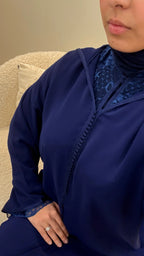 Jellaba Dentelle Bleu Marine Caftan Assala