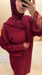 Jellaba Dentelle Bordeau Caftan Assala