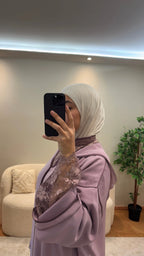 Jellaba Dentelle Lilas Caftan Assala