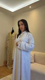 Jellaba Dentelle Blanc Cassé Caftan Assala